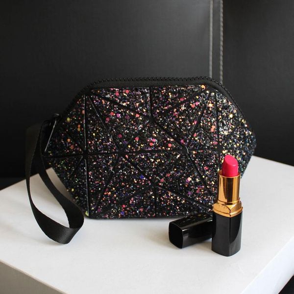 

new fashion make up bag sequins pu casual cosmetic bags cases women makeup pouch travel organizer toiletry kit friend gift