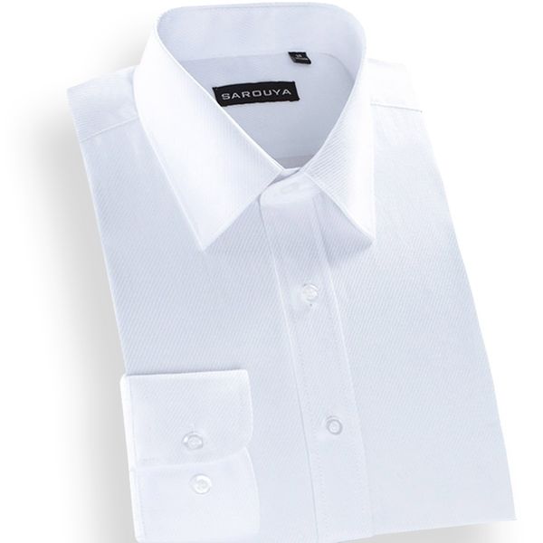 

5xl white men social shirts formal easy care blue twill long sleeve regular fit males office dress shirt without pocket y200408, White;black