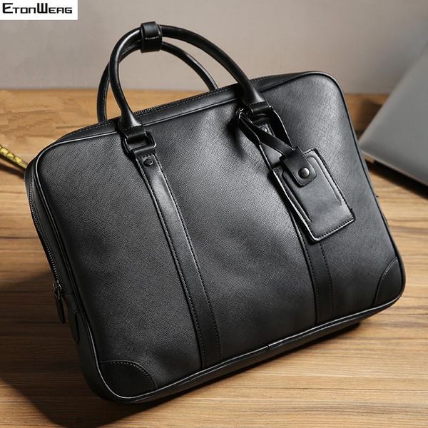 

men's designer handbag black pu leather tote business office lapbag casual ladies hand bags large leisure travel bags