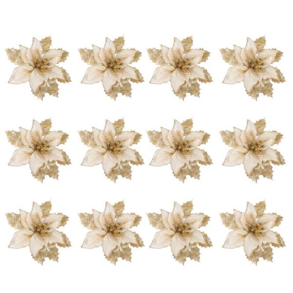 

12 pcs christmas glitter flower pendant creative christmas tree hanging decor
