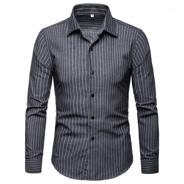 

men's shirt fashion men's striped casual shirt spring summer new slim long sleeve lapel business formal1, White;black