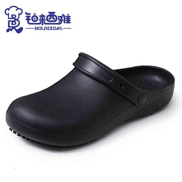 

chef shoes men's non slip kitchen work canteen waterproof and oil proof labor protection s074, Black;brown