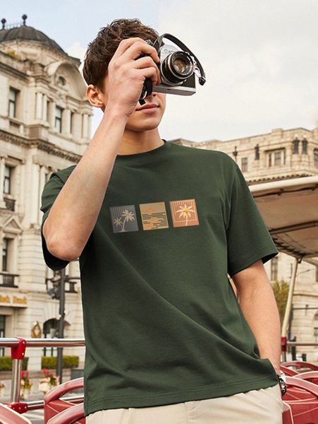

men palm tree tee 60mi#, White;black
