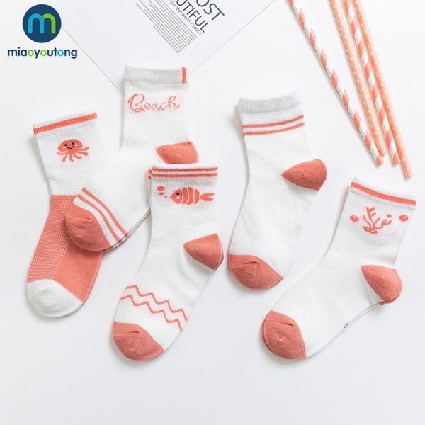 

5 pairs/lot soft mesh thin breathable cotton rainbow newborn kids socks children baby girls socks skarpetki infant miaoyoutong y201009, Pink;yellow