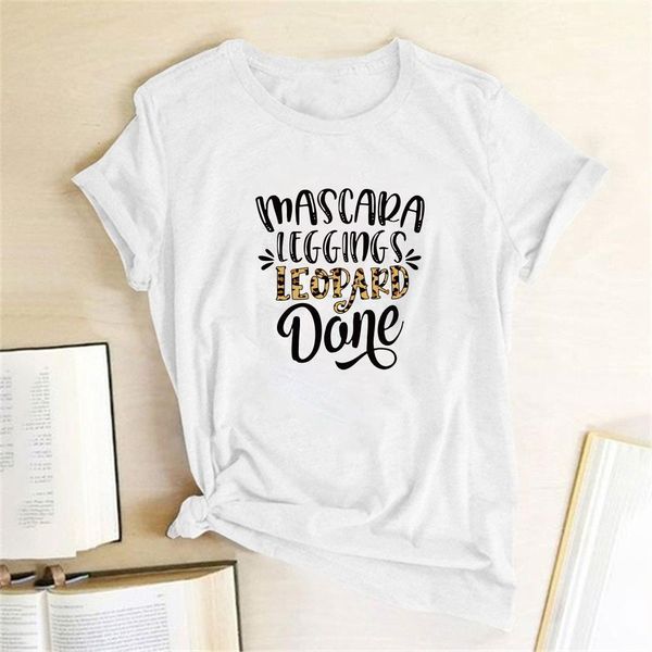 

mascara leggings letter printed t-shirts women for women ladies t shirt woman cotton crew neck harajuku shirt tshirt femme, White