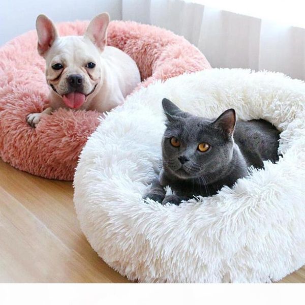 

round long plush cat bed super soft portable dog house warm sleeping pet mat bed for hamster teacup dog breathable puppy kennel