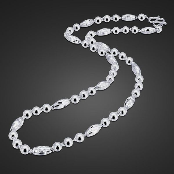 

chains solid 100% 925 sterling silver men necklace beads chain boy punk hip hop rock domineering simple fashion thick