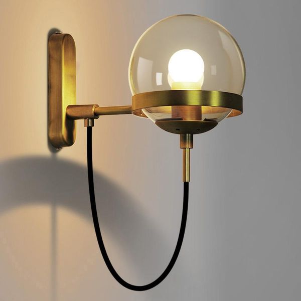 

wall lamp retro glass ball light sconces for living room bedroom mirror lights bathroom home decor nordic loft industrial lamps