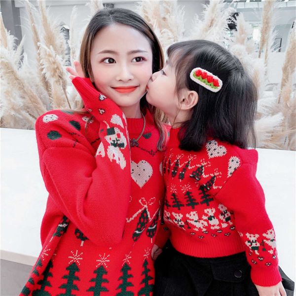 

thickened children's christmas sweater mother parent child winter, Blue