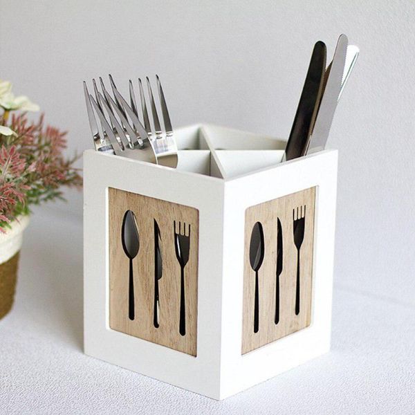 

multifunctional wooden storage box tableware storage basket kitchen cutlery organizer holder for fork chopstick rack
