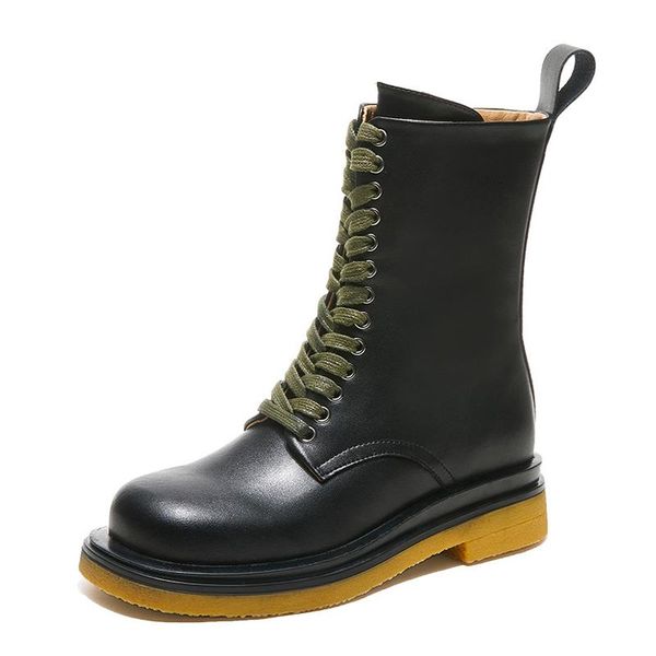 

genuine leather platform shoes for women waterproof boots woman 2020 casual zipper female shoes women ankle boots rubber booties, Black