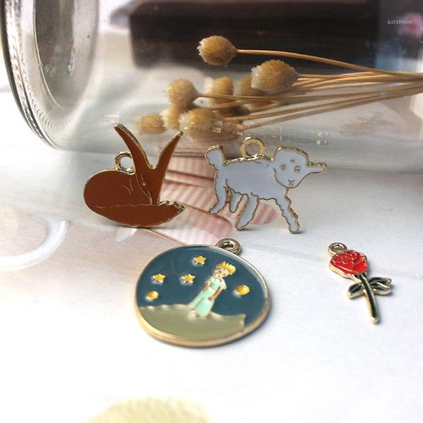 

5pcs new diy fairy tale little prince alloy key chain accessories gold pendant christmas couple gift1, Bronze;silver