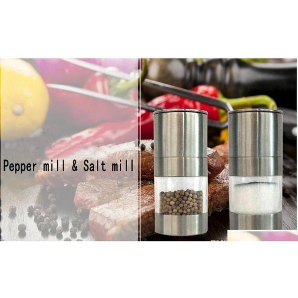 

stainless steel manual salt pepper mill grinder portable kitchen mill muller home kitchen tool spice sauce grinder jllfmc lottery2010