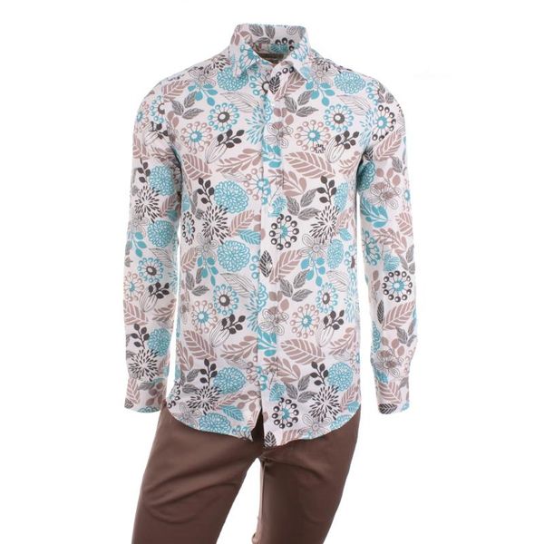 

gentilbay men's hawaiian leaf digital printed pink slimfit long-sleeve sport shirt dpd110, White;black