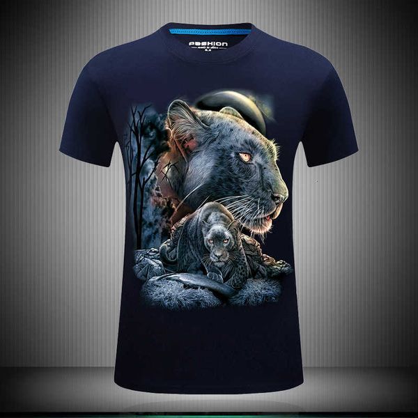 

men's t-shirts summer leopard 3d short sleeve large jungle wolf, White;black