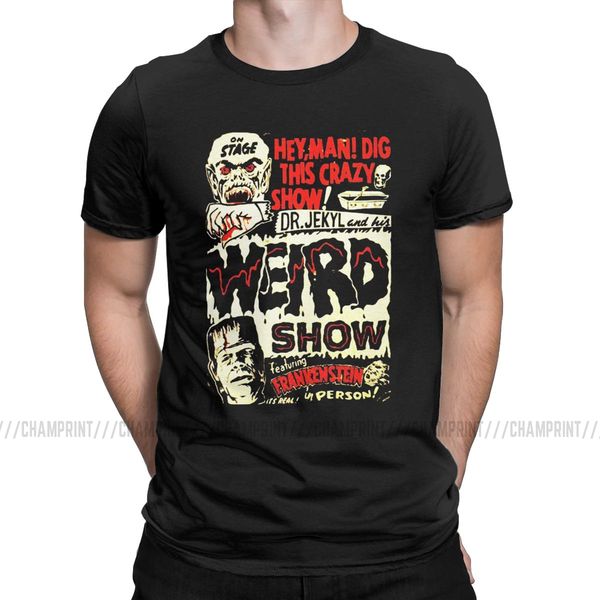 

sport dr. jekyl and his weird show featuring frankenstein horror vintage t shirts men's funny t-shirt round neck tees clothes big size