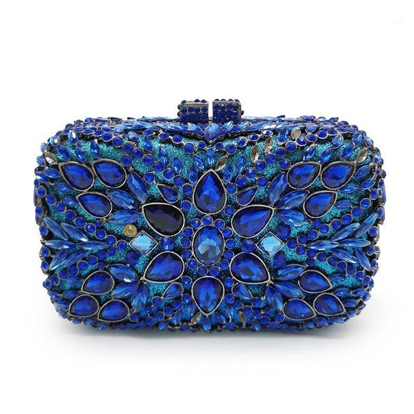 

evening bags blue gemstone rhinestone purse women mini clutch european and american style ladies dinner banquet clutches bags1