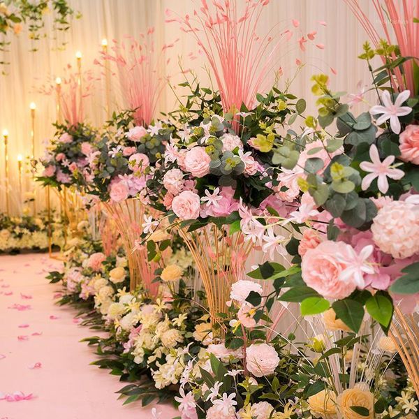 

45 cm peacock leaf peony hydrangea artificial flower ball bouquet dedor wedding party backdrop road guide table centerpiece 1pc1