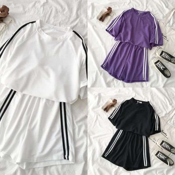 

taiwan 2020 t-shirt and shorts summer cool suit women's short sleeve t-shirt shorts quick drying boudoir sports two piece set can be pr, Gray