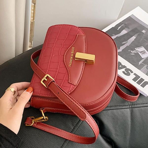 

cross body stone pattern small 2021 fashion pu leather women's designer handbag lock shoulder messenger bag