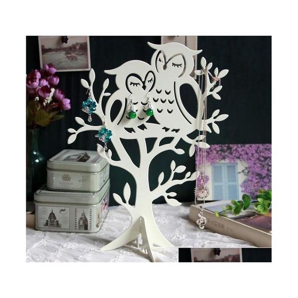 

owl jewellery stand tree earrings holder bracelets necklace pendant jewelry display shelf rack decoration valentine's day gift wedding, Slivery;golden