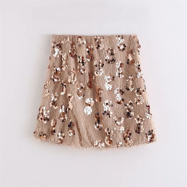 

women fashion sequins tassel decorate mini skirt faldas mujer high street ladies side zipper chic skirts qun434 y200326, Black