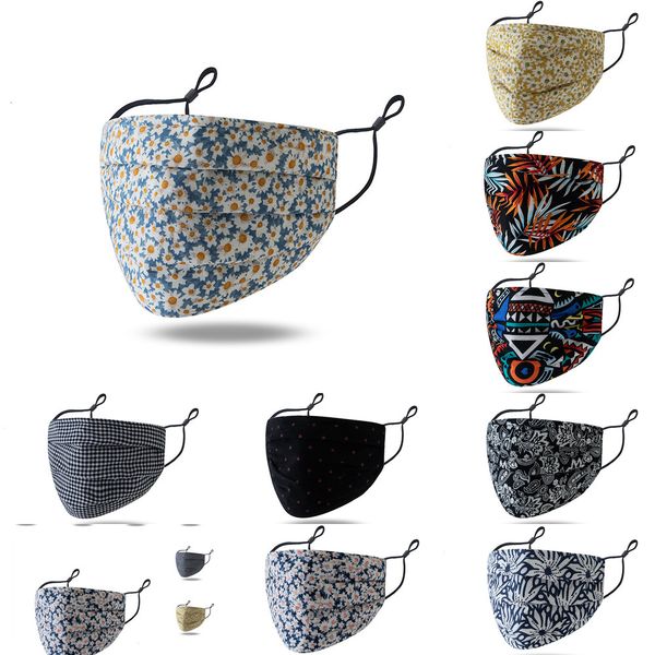 

dhl shipping thin print floral cotton washable reusable protection mouth cover anti dust masks fashion flowers dustproof odbmu, Black