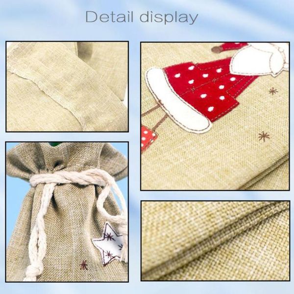 

рождественское красное вина бутылка льняной вышивкой сумка для шнуровки тканью сумки шампанское обложка для шампанского рождества рождествен