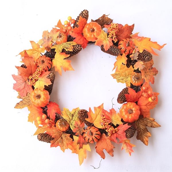 

iqymf vine decoration festival 60cm maple leaf wreath pine fruit pumpkin pumpkin door hanging earth odiw2 circle thanksgiving harvest xinyi