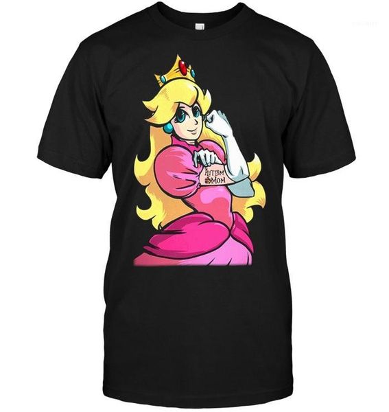 

brand autism mom princess peach t-shirt 2019 men's short sleeve t-shirt1, White;black