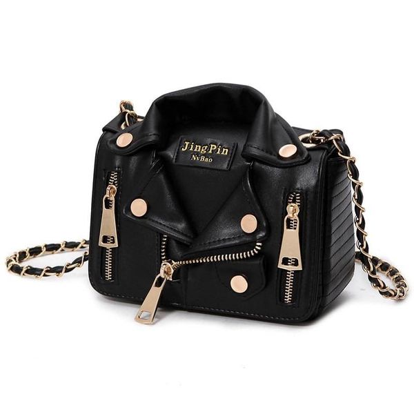 

2020 designer chain motorcycle bags women clothing shoulder rivet jacket bags women messenger leather handbags