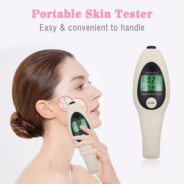 Analizzatore di tester per la pelle Monitor di umidità facciale portatile cordless Dispositivo per la cura della pelle Tester per olio d'acqua per salone di bellezza Spa Home Travel Gift Gir