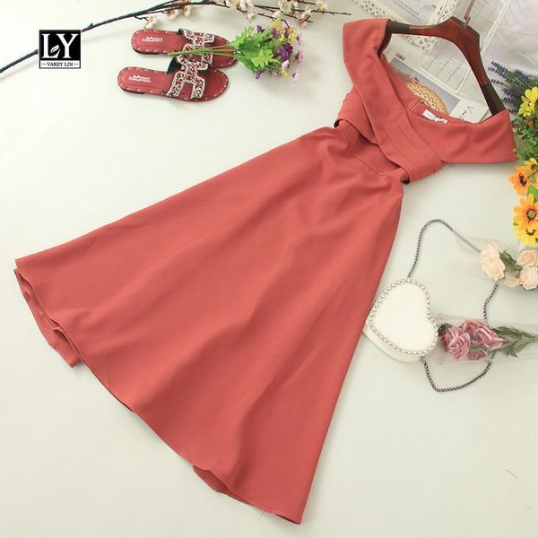 

ly varey lin new summer slash neck off shoulder slim dress solid sleeveless high waist medium women dress1, Black;gray