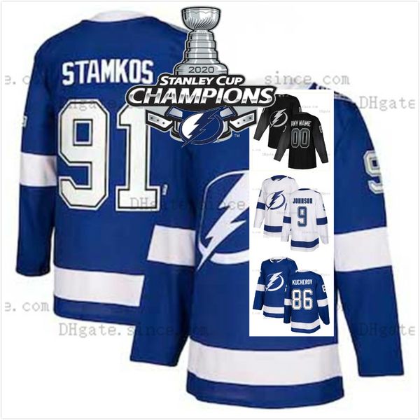 

2020 stanley cup champions jersey tampa bay lightning steven stamkos kucherov hedma point palat mcdonagh vasilevskiy johnson custom jerseys, Black;red