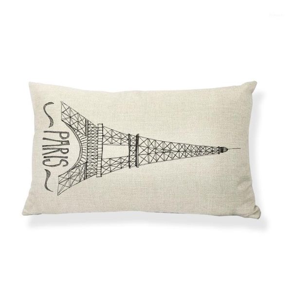 

stylish black and white paris tower sketch big ben london cushion covers decoration car seat living room floor throw pillow case1