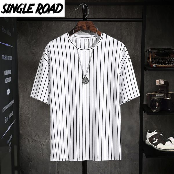 

singleroad man's striped t-shirt men 2020 summer oversized hip hop vintage japanese streetwear harajuku tshirt t shirt men 1005, White;black