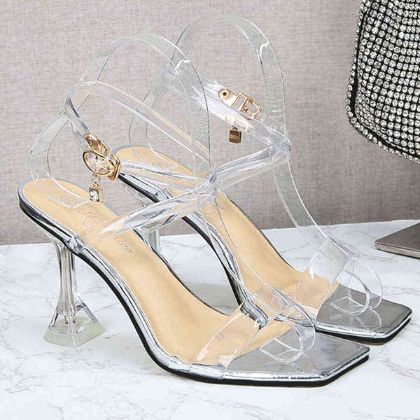 

sandals women's transparent high-heeled sandals casual shoes large 35-45 220309, Black