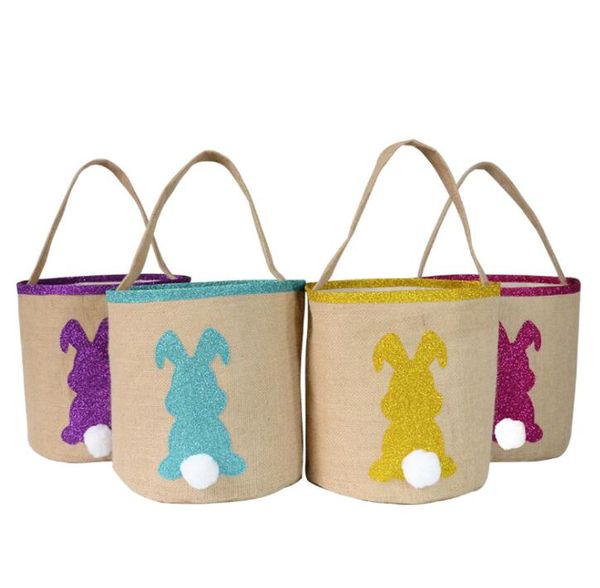 Yeni yuvarlak tabanlı çantalar parlak altın tavşan kulak çantası Paskalya Çocuklar Şeker Sepetleri Festivali Dekor Tavşanlar Kulaklar Hediye Sepeti Paskalya Yumurta Çanta