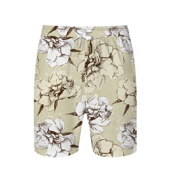 

kissqiqi men's floral print elastic waist beachwear casual hawaiian shorts 1027, White;black