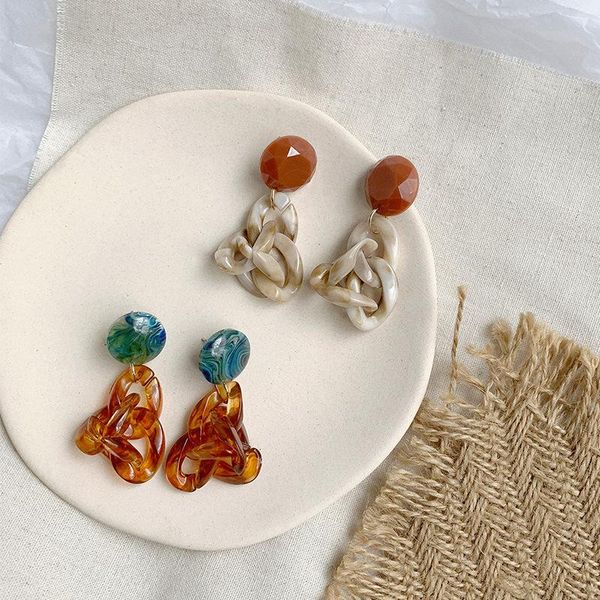 

stud fall / winter 2021 trend earrings jewelry retro matte geometric pendant for women fashion cute, Golden;silver