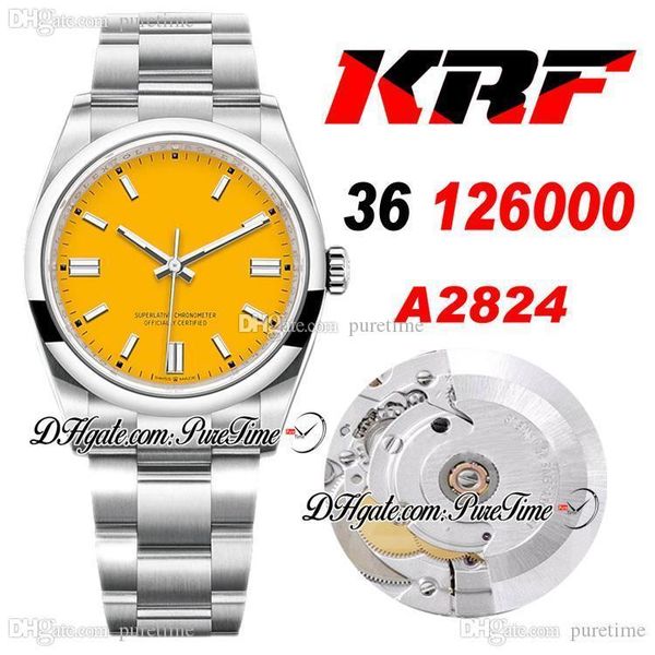 

2020 krf 36 126000 желтый циферблат eta a2824 автоматические мужские женские унисекс часы палочки маркеры 904l стальной браслет супер издани, Slivery;brown