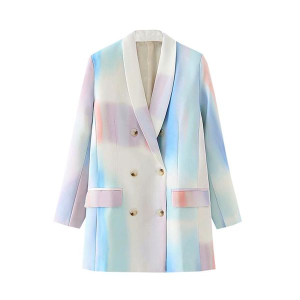 

women's suits & blazers 2021 autumn graffiti print gradient color long-sleeved suit design sense jacket 1012, White;black