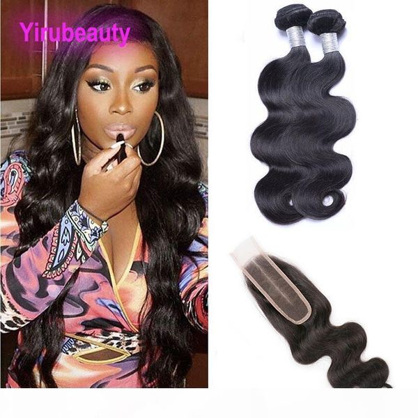 

body wave 2 bundles with 2x6 lace closure with baby hair indian raw virgin hair extensions wefts with closure middle part 8-28inch, Black;brown