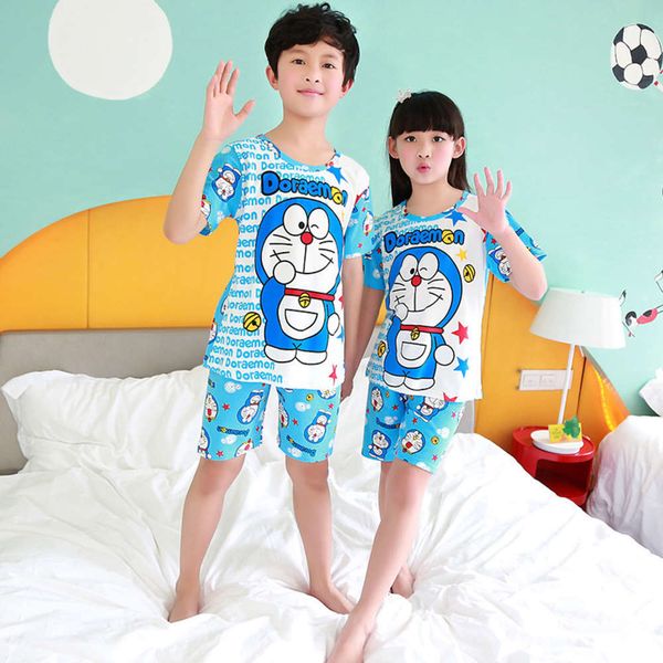 

children's milk silk pajamas for cartoon boys and girls, Blue;red
