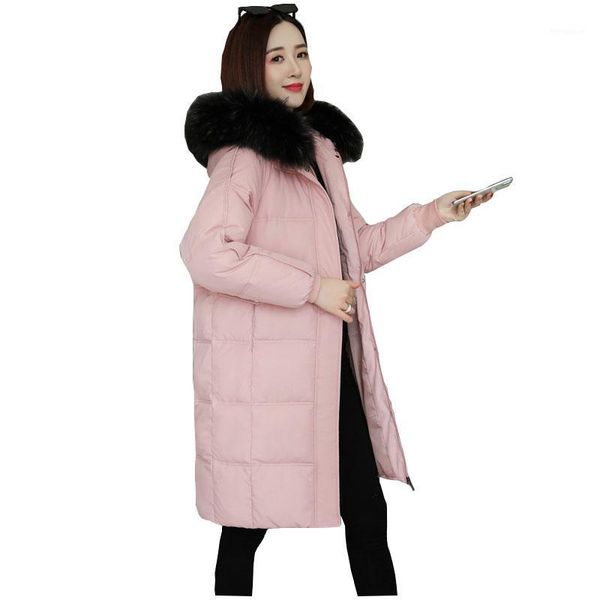 

chic long fur coat women hooded bakery winter down coat heavy jacket oversize thick warm cotton padded wadded parkas big pocket1, Black