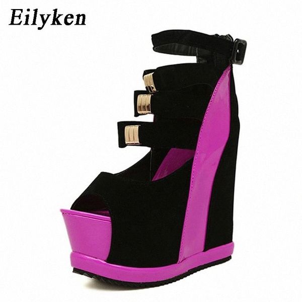

eilyken new summer shoes woman ultra high heels female sandals platform wedges open toe women shoes princess #uh9o, Black