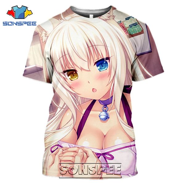 

nekopara anime girl ahegao 3d print shirts funny hentai anime men clothing