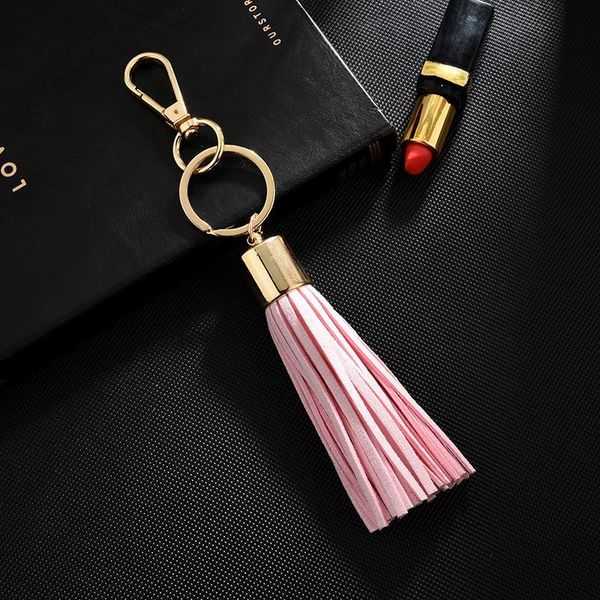 

new key chain with pu leather tassel for women llaveros mujer bag bugs car holderacessory keyring holder jewelry neh340 h bbymix, Slivery;golden