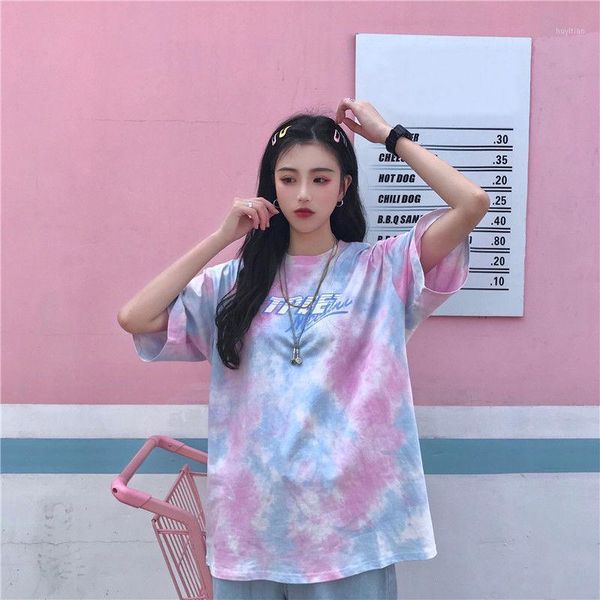 

harajuku tie dye women tshirts kpop y2k korean style aesthetic femme t-shirts vintage oversized clothes friends ropa mujer1, White