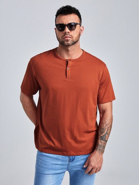 

extended sizes men buttoned half placket 359o#, White;black